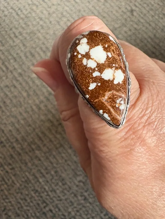 Wild Horse Jasper 925 silver plated ring Sz 10.25 - Picture 1 of 6